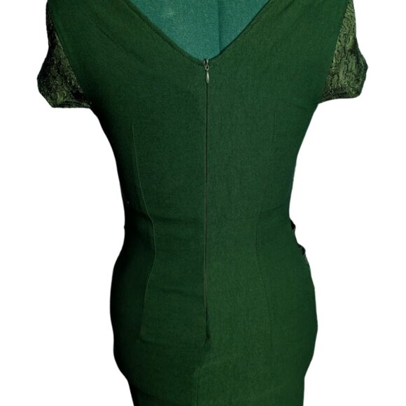 Emerald Green Embossed Dress w/ Blue and Cream Floral Applique NWOT Size Small - Picture 3 of 3